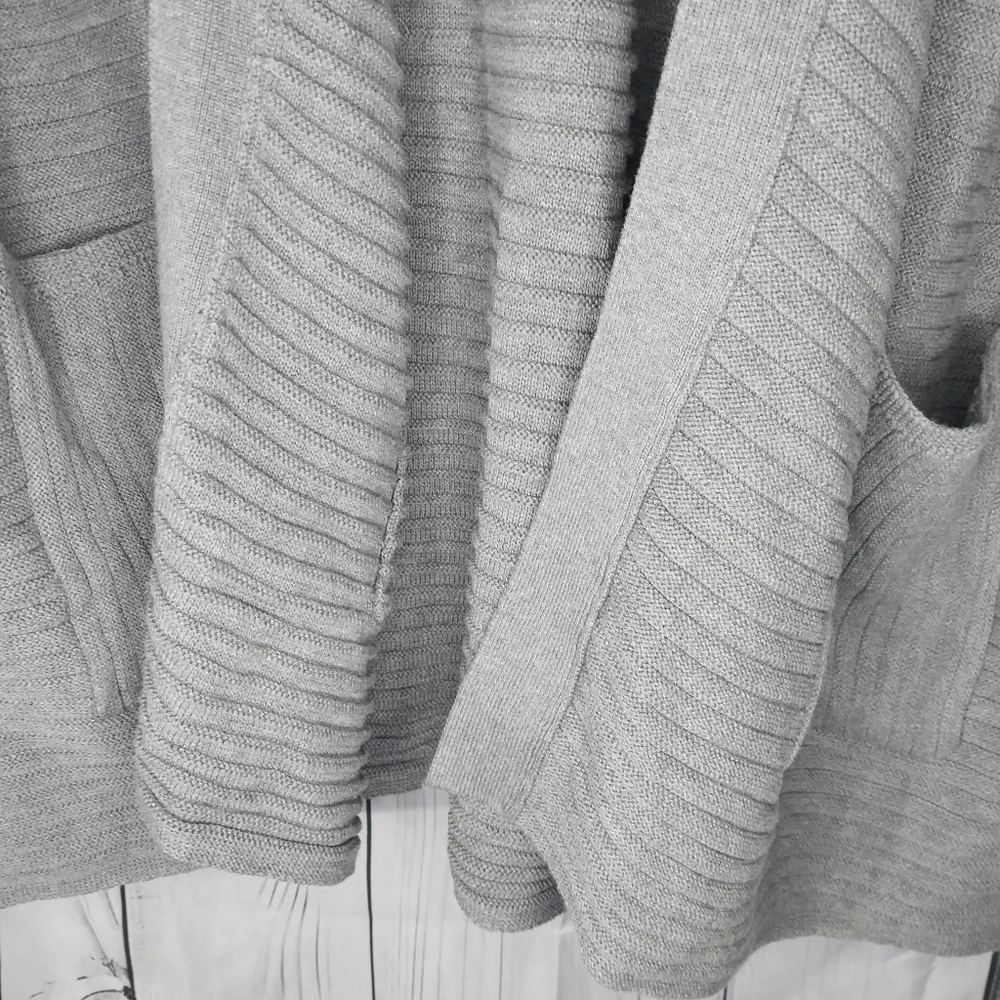 J.JILL gray wide ribbed open drapey cardigan sweater size XL Womens
